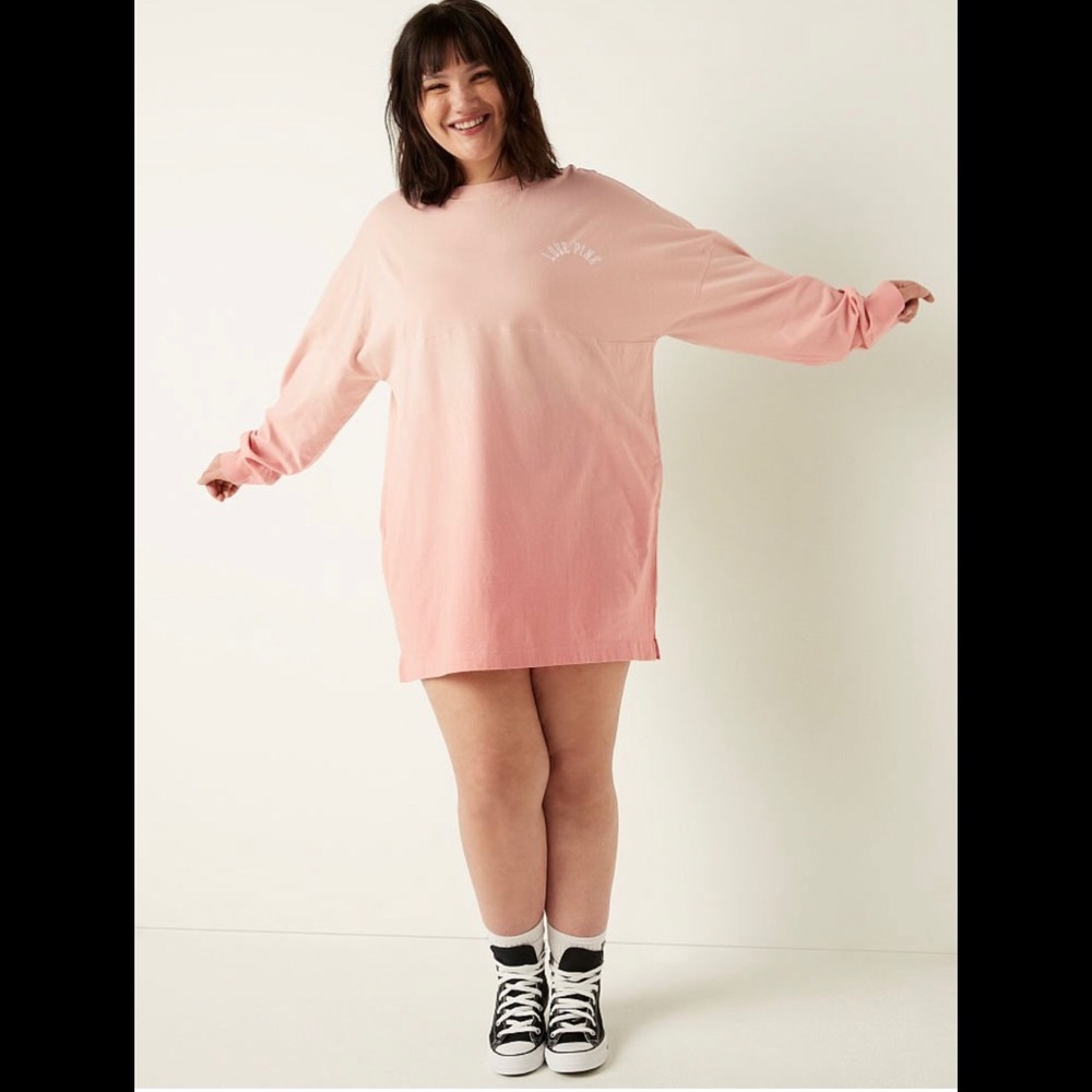 New! Pink VS Varsity Long Sleeve Crew Dress